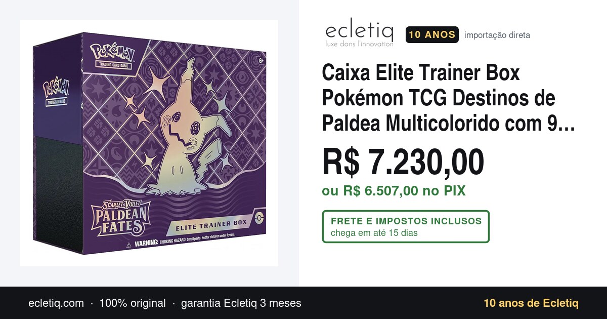 Caixa Elite Trainer Box Pokémon TCG Destinos de Paldea ~ Ecletiq.com