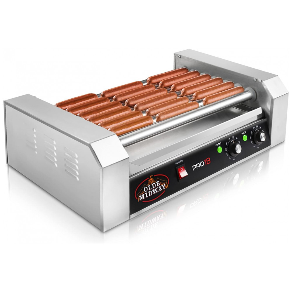 Máquina de Hot Dog, para 18 Salsichas, Aço Inox, 900W, 110v, OLDE MIDWAY ROLL PRO18, Prateado