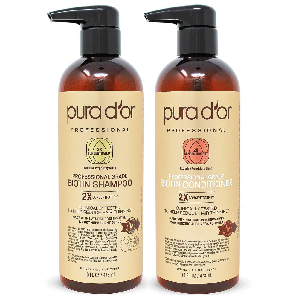 Shampoo Condicionador Profissional Anti Queda Todos os Tipos de Cabelos 473ml, PURA DOR, Marrom Escuro