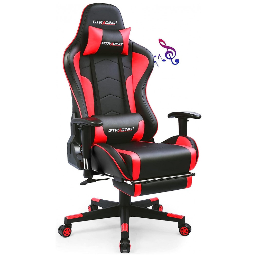 Cadeira de Escritório Gamer Ergonômica e Reclinável com Bluetooth e Alto Falantes, GTRACING GT890MF RED VC, Vermelho