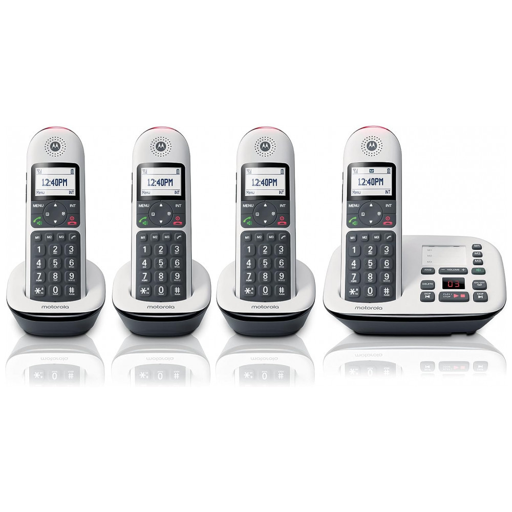 Telefone sem Fio, com bloqueio de chamadas e secretária eletrônica, 4 unidades, branco, MOTOROLA CD5014, Branco