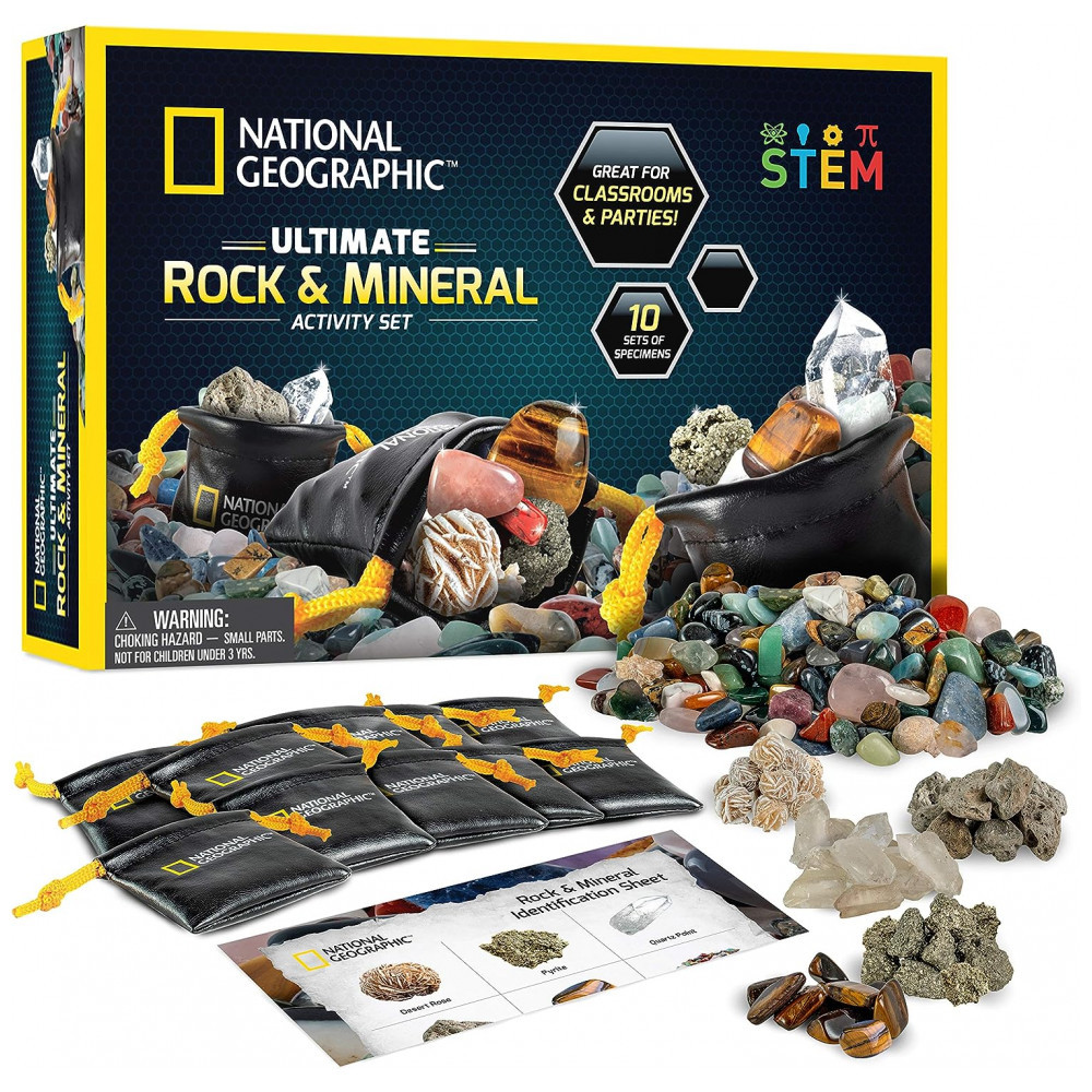 Kit de Pedras Preciosas e Minerais 50 Unidades para Crianças, NATIONAL GEOGRAPHIC NGRMPARTY, Azul