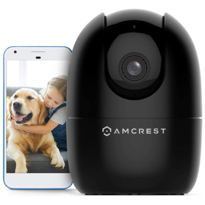 Câmera de Segurança Interna 1080P Wi Fi Detecta Movimento, 2 Saídas de Audio, AMCREST ASH21 B, Preto