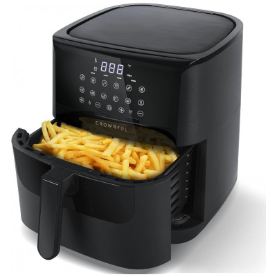 Fritadeira Elétrica AirFryer 7L com Painel Digital, 1700W, 110v, CROWNFUL AF07, Preto