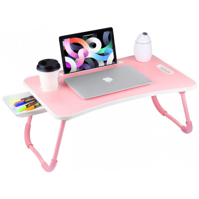 Mesa para laptop, mesa para cama para laptop, suporte para notebook com pernas dobráveis, mesa de sofá, mesa de cabeceira, mesa de leitura para sofá ROSA, VER, VER A 20, Rosa