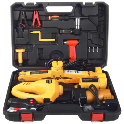 Macaco Elétrico Automotivo 12V até 3 Toneladas com Kit de Emergência, ROGTZ, Amarelo