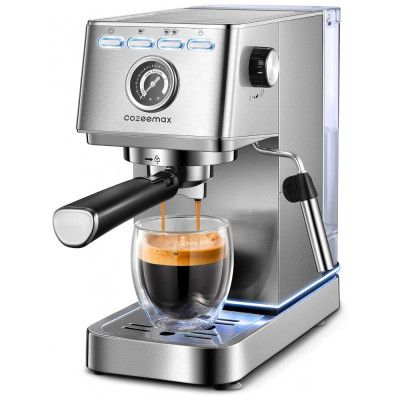 Cafeteira Elétrica Expresso 20 Bar, Capacidade 1.4L com Espumador, 110v, YABANO, Prateado