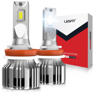 Kit Xenon Lâmpadas LED Branca 15000 Lumens 6000K 50W, H11, H8, H9, H16, 2 Peças, LASFIT, Prateado