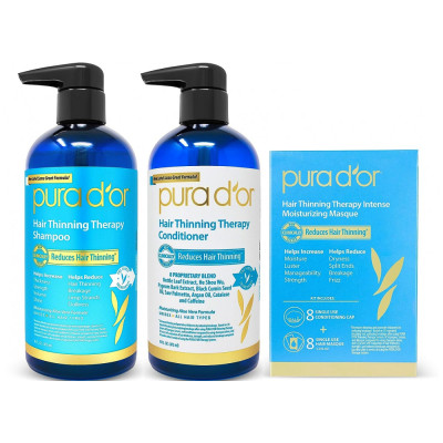 DOR Kit Shampoo Condicionador e Máscara de Tratamento Vegano Alecrim, PURA DOR 661799746915, Azul