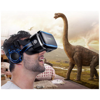 Óculos Realidade Virtual com Controle Remoto e Fone de Ouvido, TSANGLIGHT, Preto