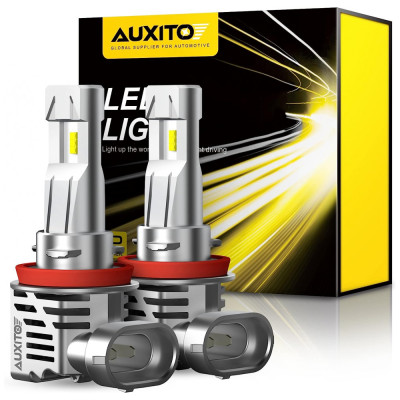 Kit Xenon Lâmpadas Branca 15000 Lumens 6500K, H8 H9, 2 Peças, AUXITO H11 LED, Prateado