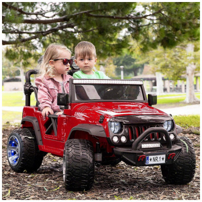 ro, rinho Elétrico 2 Assentos 12V, com Luzes de LED e Controle Remoto, MP3, MODERNO KIDS Motorized Electric Kids RideOn Truck Car, Vermelho