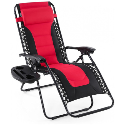 Cadeira Reclinável Gravidade Zero com Suporte para Copos, PHI VILLA, Vermelho