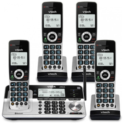 Telefone sem Fio, com bloqueio de chamadas e bluetooth, 4unidades, preto, VTECH VS113 4, Preto