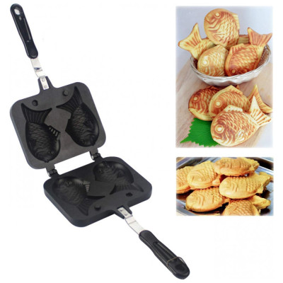 Máquina de Waffle Fish shaped, Aço Inoxidável, 2 Fatias, 110v, DIPSHOP, Preto