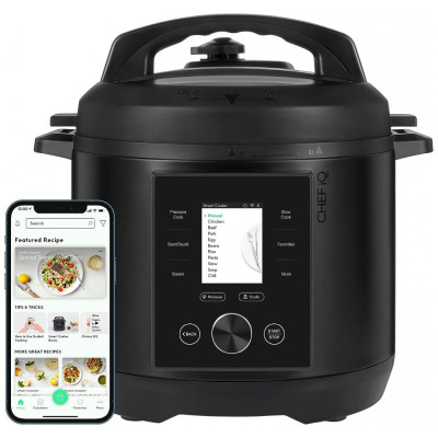 Panela de Pressão Elétrica Inteligente com APP 300 Receitas WIFI 5.6 Litros, CHEF IQ Worlds Smartest Pressure Cooker, Preto