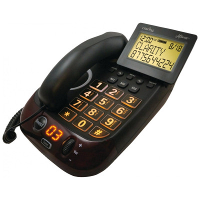 AltoPlus Telefone com Fio para Sênior com Tecla Grande e Volume Alto, 1 Ap, CLARITY 54505.001, Preto