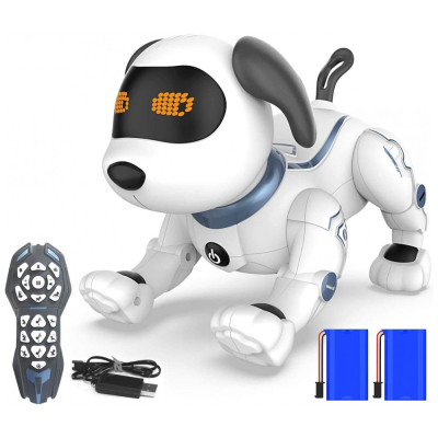 Cão Robô Programável Eletronico com Olhos de LED, HBUDS, Branco