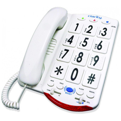 JV35W Telefone com Fio para Sênior com Tecla Grande e Volume Alto, CLARITY 76557.1, Branco