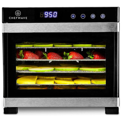 Desidratador de Alimentos, 6 bandejas, Timer Digital, 110v, CHEFWAVE, Prateado