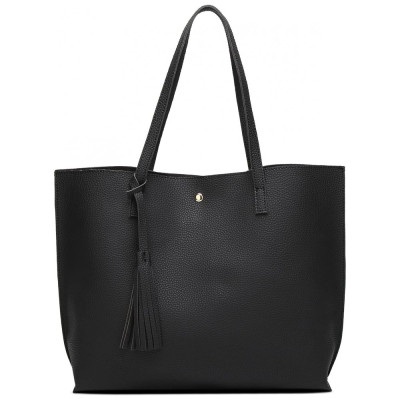 Bolsa Feminina de Ombro em Couro Sintético com Grande Capacidade, DREUBEA WB 009 B, Preto