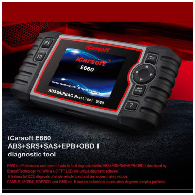 E660 Scanner de Motor Automotivo, suporta 3 Sistemas e 40 Marcas, ICARSOFT, Preto