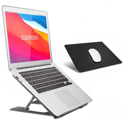 Suporte Ergonômico Laptop Ajustável Dobrável 25, 44Cm Black, COOMAXX, Preto