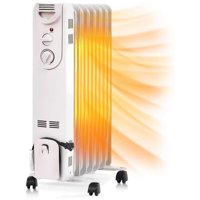 Aquecedor a Óleo Portátil Silencioso Proteção, TANGKULA Radiator Heater, Branco