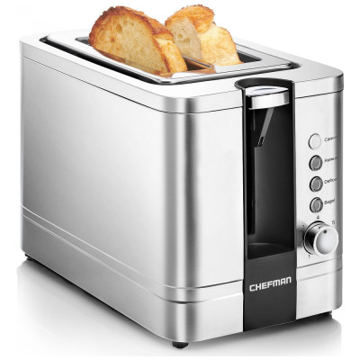 Torradeira, com 2 fatias, 850W, prata, 110v, CHEFMAN 2 Slice Toaster, Prateado