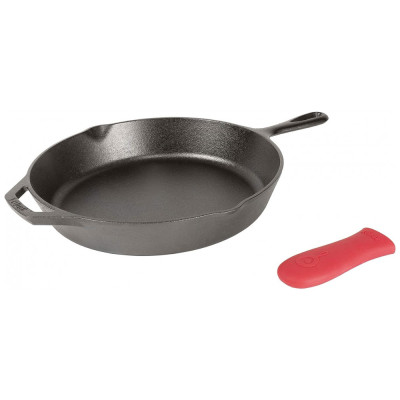 Frigideira de Ferro Fundido 4L Pré Temperada, com Alça de Silicone, LODGE L10SK3ASHH41B, Preto