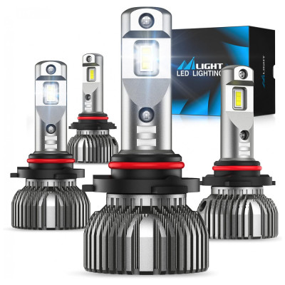 Kit Xenon Lâmpadas LED Branca 15000 Lumens 6500K, 9005, HB3 e 9006, HB4, 2 Peças, NILIGHT NE3506, Preto