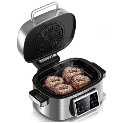 Fritadeira Elétrica AirFryer 10 em 1, Capacidade 6L com Painel Digital, 110v, CATTLEMAN CUISINE, Prateado