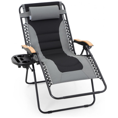 Cadeira Reclinável Ajustável Gravidade Zero com Apoio de Cabeça, PHI VILLA, Cinza