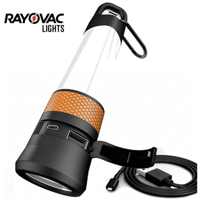 Lanterna LED Pathfinder 3 Em 1 Cabo USB Bateria de Íon de Lítio Abridor de Garrafas, RAYOVAC SP18650LN, Laranja escuro