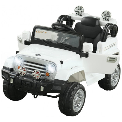 Carrinho, Carro Elétrico Jeep, 1 lugar, 12V, com controle remoto, USB MP3, 3 km por hora, 3 a 6 anos, AOSOM, Branco