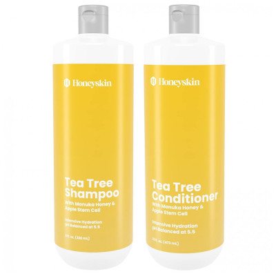 Shampoo, Condicionador Para Caspa Com Óleo de Tea Tree Limpeza Profunda e Brilho 450ml, HONEYSKIN