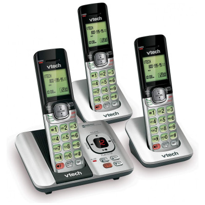 Telefone sem Fio, expansível com 3 linhas e chamada em espera, 3 unidades, prata, VTECH CS6529 3, Prateado