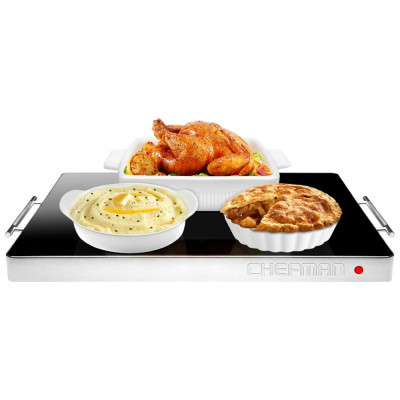 Bandeja de Aquecimento Temperatura Ajustável, Perfeito Para Buffets, Restaurantes, Festas, Eventos, Jantares em sa, CHEFMAN RJ22 BLACK TC CA, Prateado