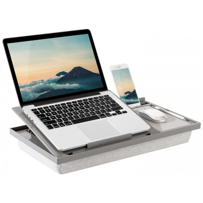 Ergo Pro Lap Desk com 20 ângulos ajustáveis, mouse pad e suporte para telefone,cinza, LAPGEAR 49405, Cinza