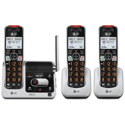 Telefone sem fio, com secretária eletrônica e bloqueio de chamadas, 3 unidades, preto, ATT BL102 3, Preto