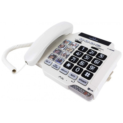 CSC500 Telefone para Sênior com Fio e Tecla Grande, Compatível com Aparelho Auditivo, CLEARSOUNDS CSCSC500, Branco