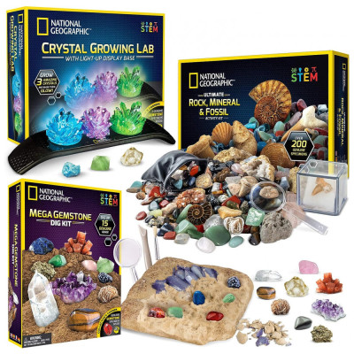 Kit de Escavação de Pedras Preciosas e Fosséis para Crianças, NATIONAL GEOGRAPHIC NGCRYSTALBUN, Azul