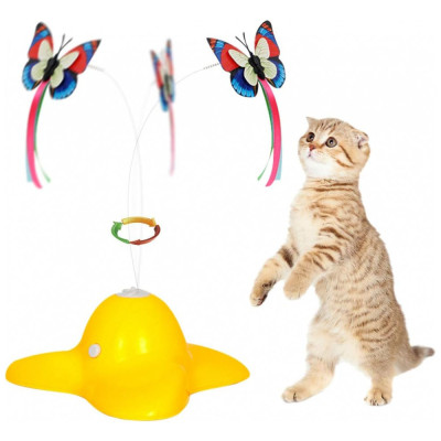 Brinquedo Interativo para Gatos Borboletas, ZENES Cat Feather Toys, Amarelo