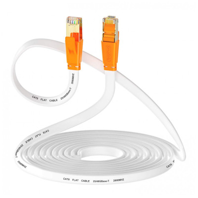 Cabo de Internet Cat8 4M Vel, 40Gbps 2000 MHz com Conector RJ45, SMOLINK, Branco