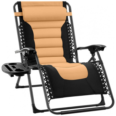 Cadeira Reclinável Ajustável Gravidade Zero com Apoio de Cabeça, BEST CHOICE PRODUCTS, Creme