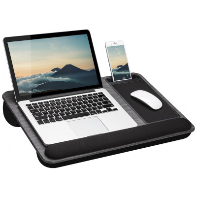 Home Office Pro Lap Desk com descanso de pulso, mouse pad e suporte de telefone, escuro, LAPGEAR 91595, Cinza escuro