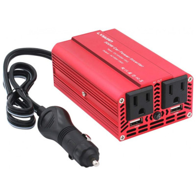 Inversor de Potência 500W DC 12V para AC 2 Tomadas, USB, 110v, LVYUAN 4350465664, Vermelho