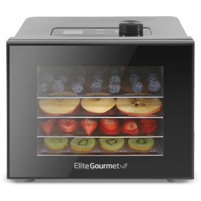 Desidratador de Alimentos com 4 Bandejas, 350W, 110v, ELITE GOURMET EFD308, Preto