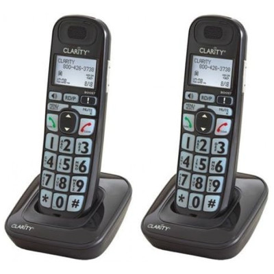 D703HS Telefone sem Fio Expansível para Sênior, Compatível com Aparelho Auditivo, 2 Und, CLARITY E814HS 2 Pack, Preto