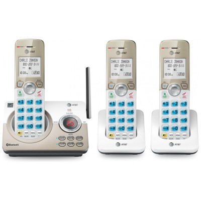 Telefone sem fio, com Bluetooth e bloqueio de chamadas, 3 unidades, preto, ATT DL72319, Branco